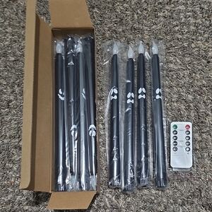 ** Black LED Taper Candles with Remote